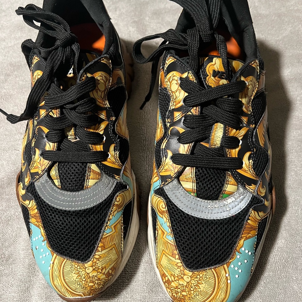 Versace Black and Gold Baroque Sneakers